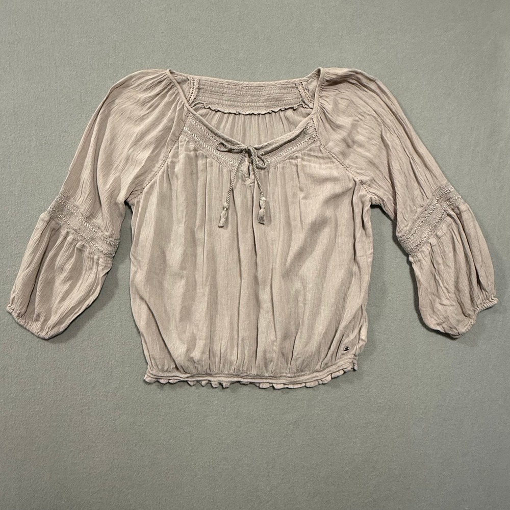 American Eagle Boho Peasant Bohemian Sheer Blouse Women Medium
